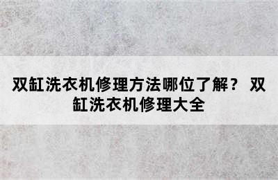 双缸洗衣机修理方法哪位了解？ 双缸洗衣机修理大全